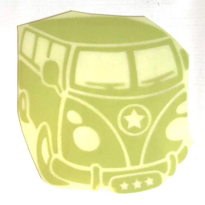 Retro Green Flock Bus Iron-On Patch 1