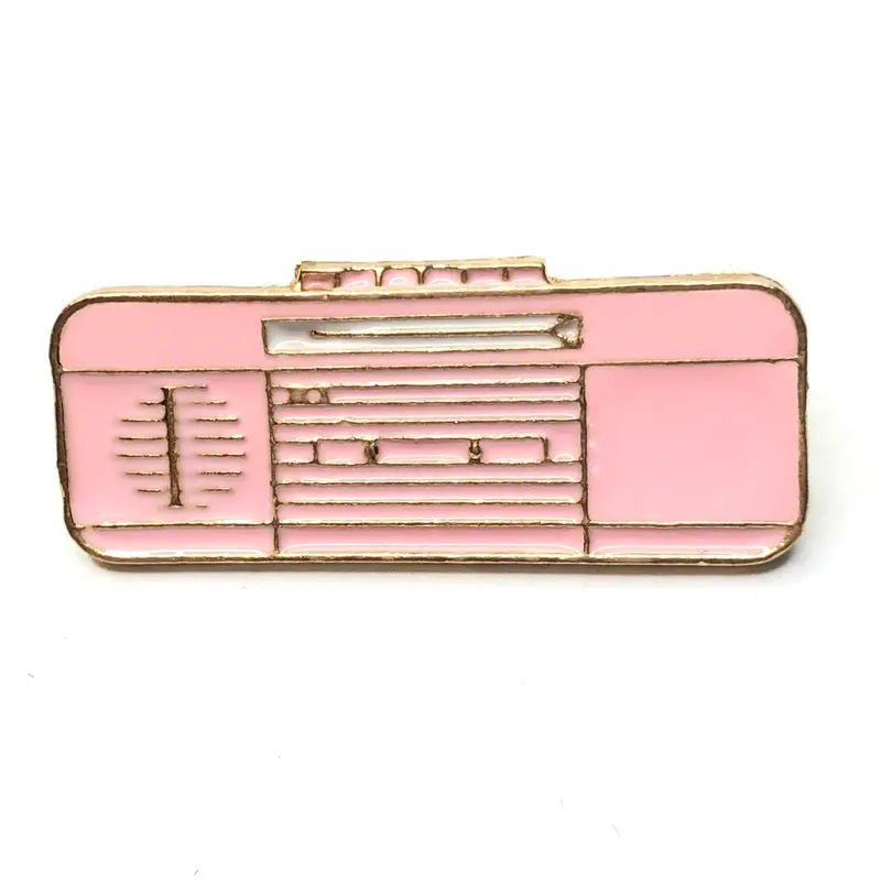 Retro Pink Radio Enamel Lapel Pin 1