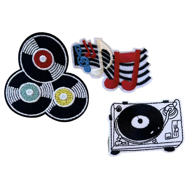 Retro Vinyl Record Music Vibes Iron-On Patch Set – 3 Pieces 1