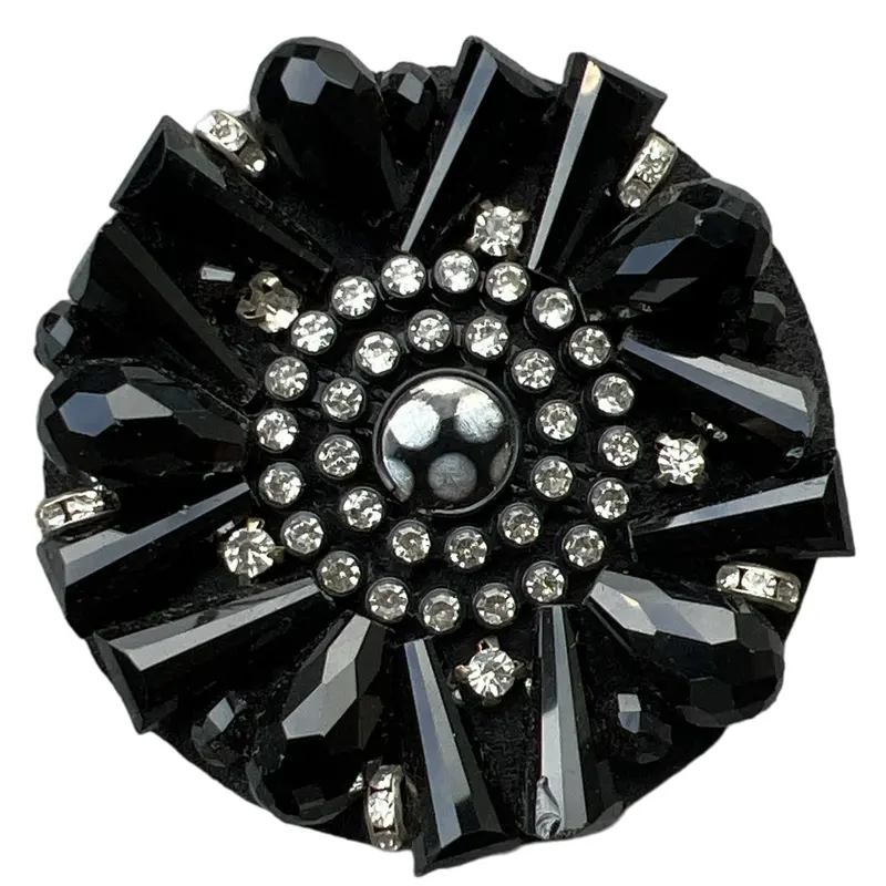 Round Black Rhinestone Sew-On Embellishment 1