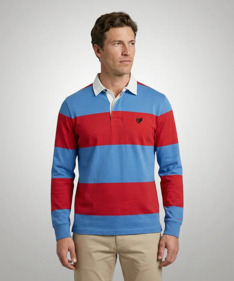 Rugby-Style Striped Top In Red 1