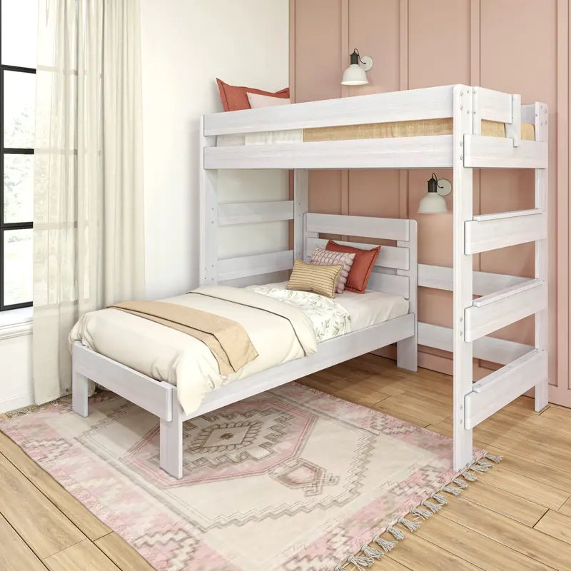 Rustic Farmhouse L-Shaped Twin-Over-Twin Bunk Bed 1
