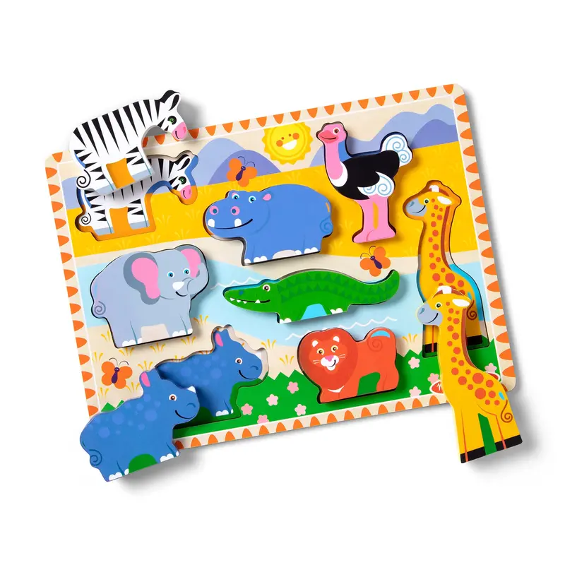 Safari Animal Chunky Puzzle – 8-Piece Wooden Design 1