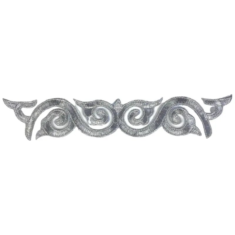 Shimmering Silver Sequin & Venetian Lace Iron-On Appliqué Patch 1
