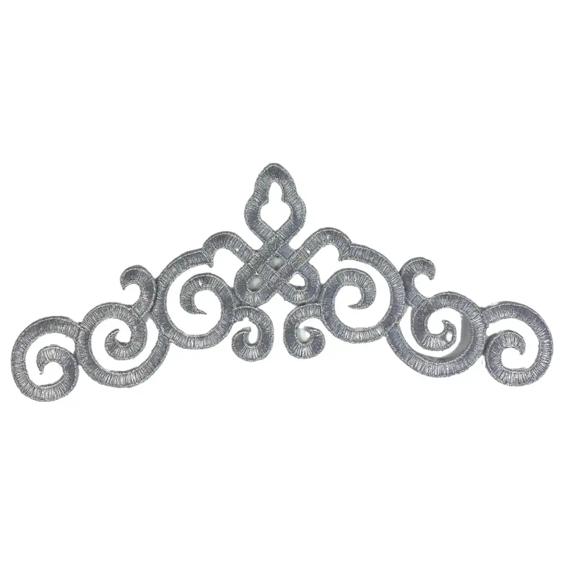 Silver Venetian Lace Sequin Iron-On Appliqué Patch 1
