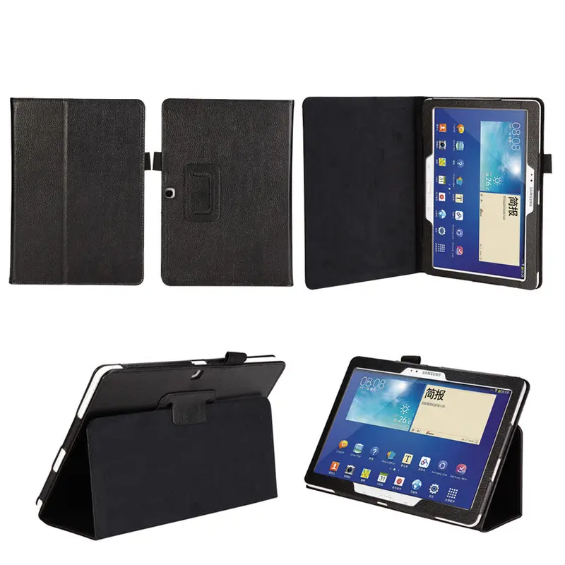 Slim Black Leather Folding Folio Case For Samsung Galaxy Tab Pro 10.1" 1