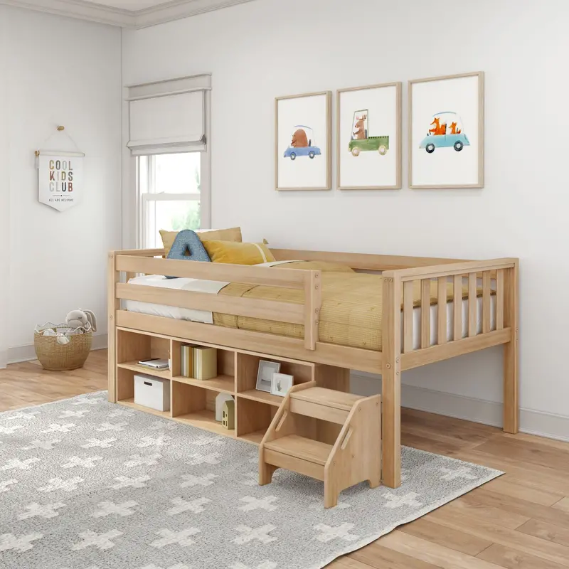 Soren Twin Loft Bed With Under-Bed Bookcase And Low Profile 2