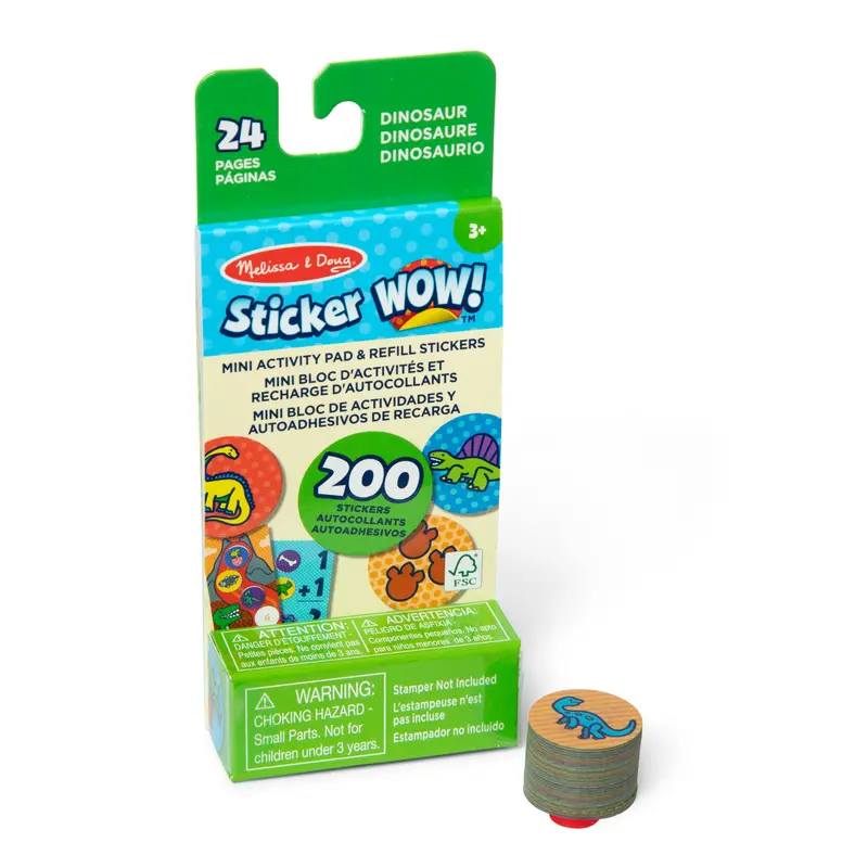 Sticker Wow!® Dinosaur Mini Activity Pad – 200+ Refill Stickers (Stamper Not Included) 1