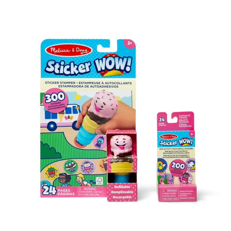 Sticker Wow! Ice Cream-Themed Bundle: Full Activity Pad, Sticker Stamper, Mini Pad + 200 Refill Stickers 1