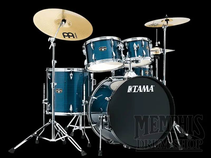 Tama Imperialstar Drum Kit – Complete 5-Piece Set With Cymbals & Hardware (22"/10"/12"/16"/14"), Hairline Blue Finish 1