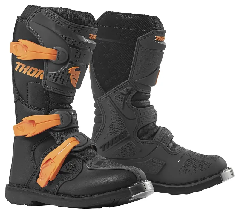 Thor Blitz Xp Youth Riding Boots – Charcoal/Orange Colorway 1