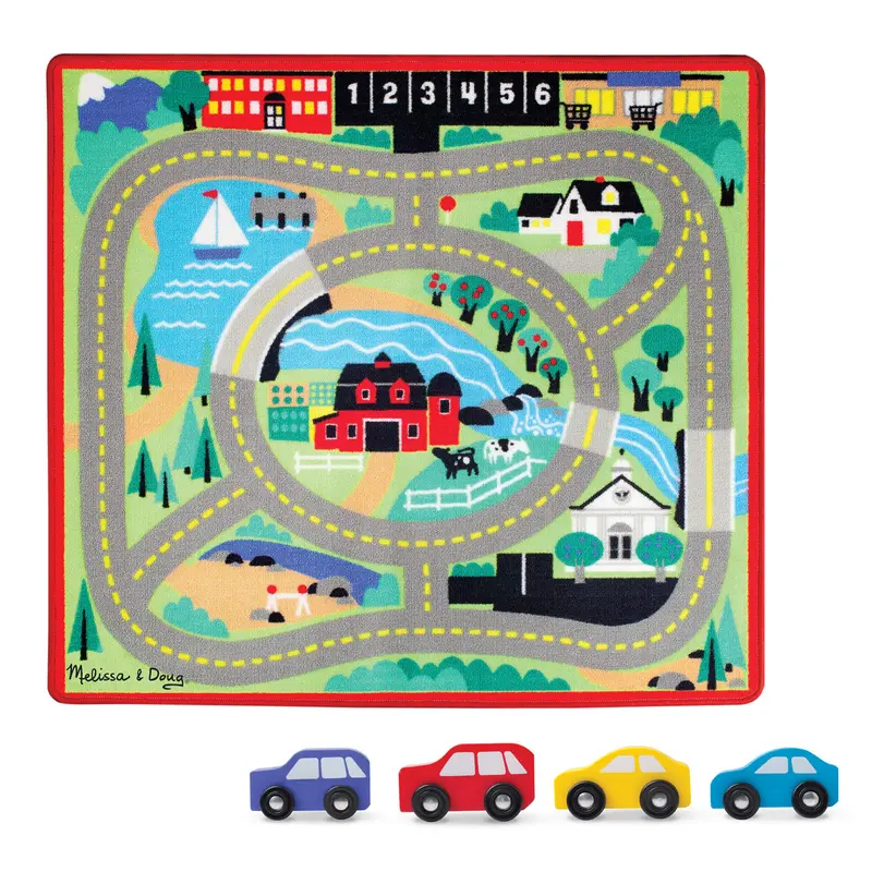 Town Road Rug With Interactive Vehicle Collection 1
