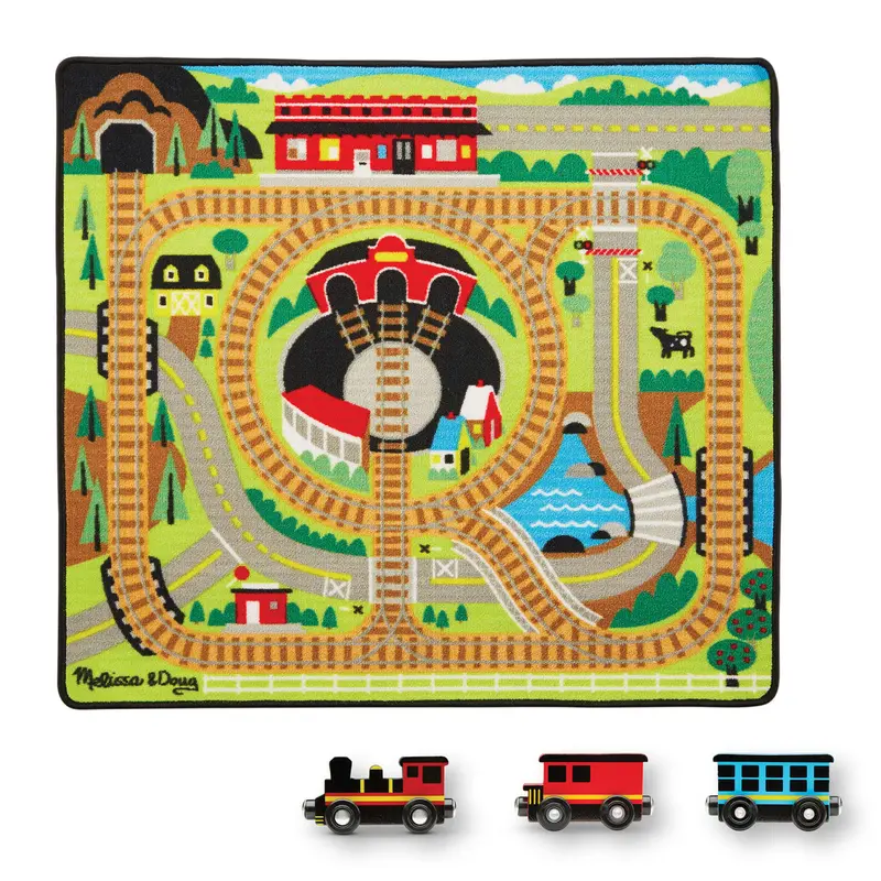 Train Track Rug With Circular Rail Design 1