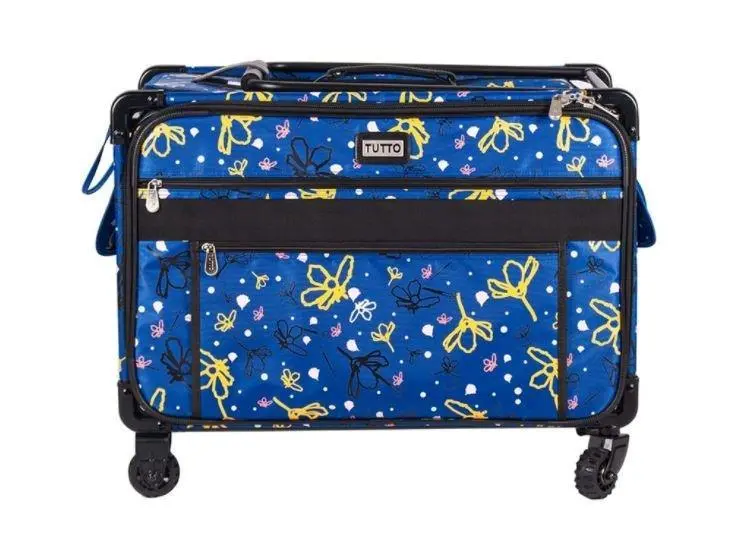 Tutto Turquoise Daisy 24" Xl Rolling Sewing Machine Trolley 1