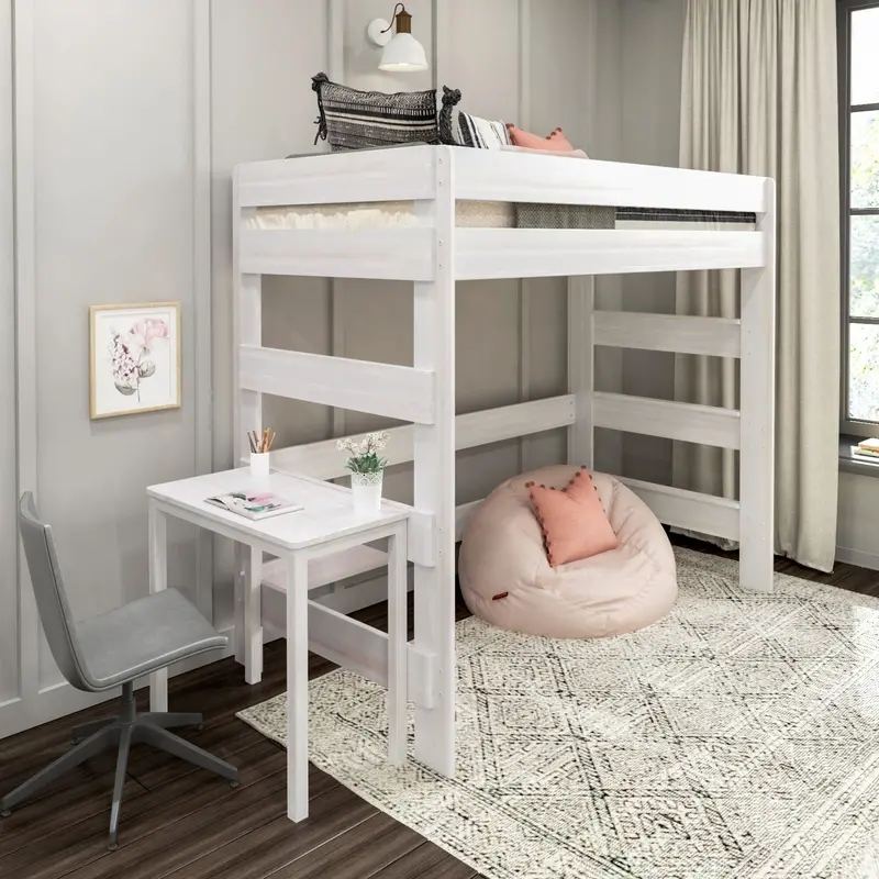 Twin Loft Bed With Built-In Desk – Farmhouse Style 1