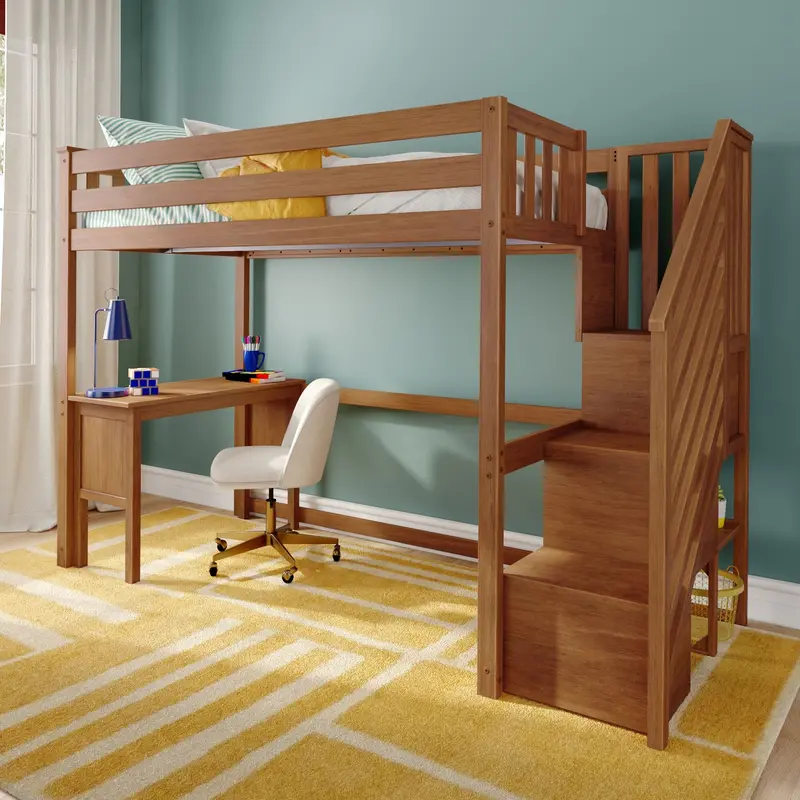 Twin Loft Bed With End-Mounted Ladder – Compact Vertical Design 1