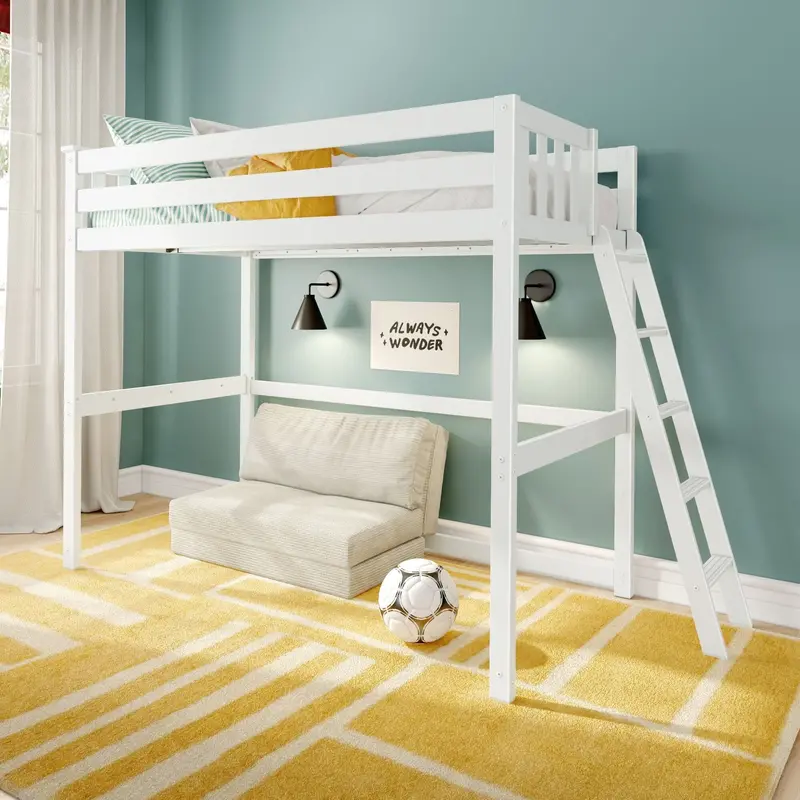 Twin Loft Bed With End-Mounted Ladder – Space-Saving Elevated Sleep 1