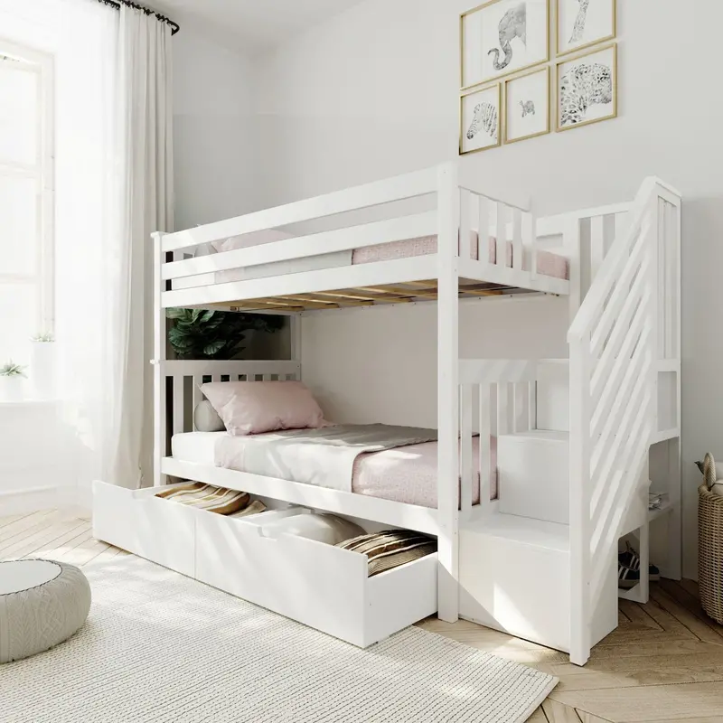 Twin-Over-Twin Bunk With Staircase And Under-Bed Drawers 1
