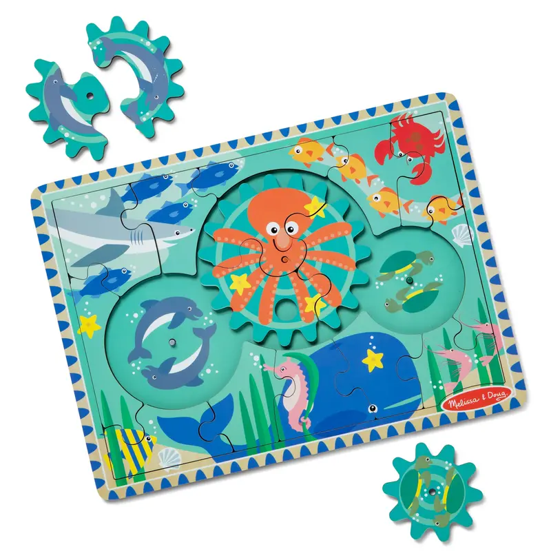 Underwater Ocean Gear Puzzle – 18-Piece Wooden Mechanical Toy 1
