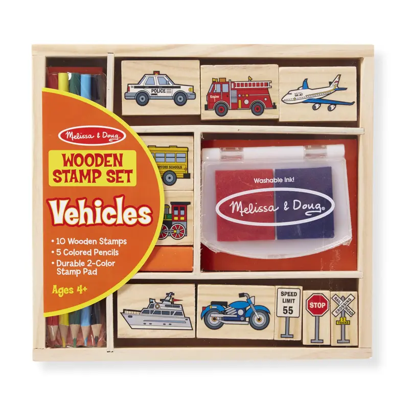 Vehicle-Themed Wooden Stamp Collection 1