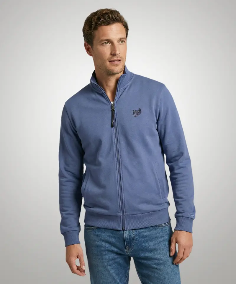 Vintage Blue Zip-Up Sweat Cardigan 1