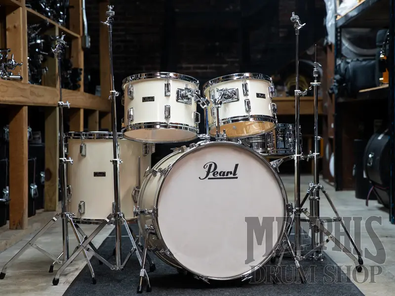 Vintage Pearl 1970S Fiberglass Drum Kit – 22/12/13/16/14-Inch Set In Classic White With Retro Hardware 1
