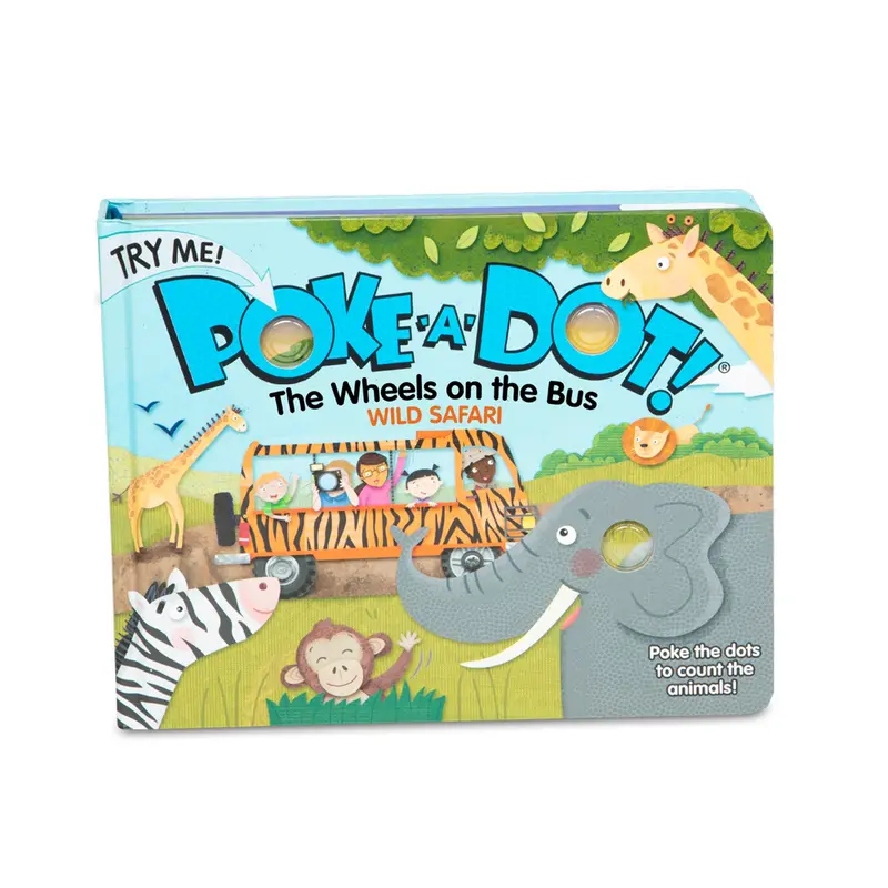 Wheels On The Bus Wild Safari Poke-A-Dot Board Book For Early Learners 1