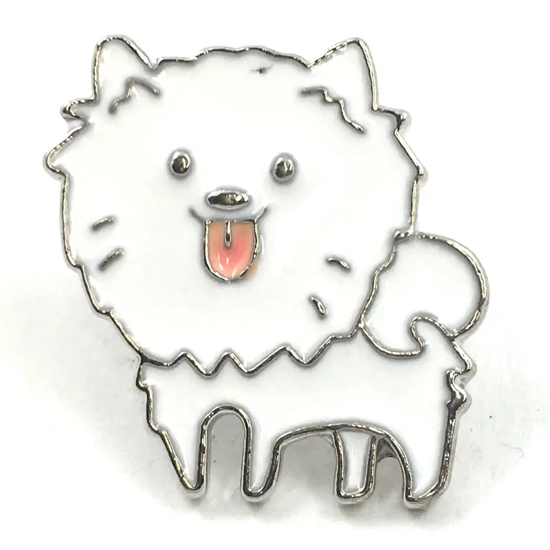 White Cheese Dog Enamel Pin 1