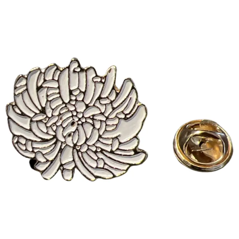 White Chrysanthemum Enamel Lapel Pin 1
