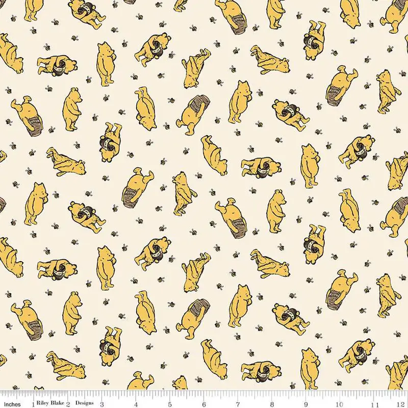 Winnie The Pooh Toss Print Fabric In Elegant Cream 1