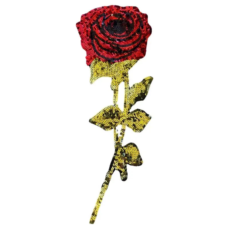 Xxxl Rose Sequin Iron-On Embroidered Patch 1