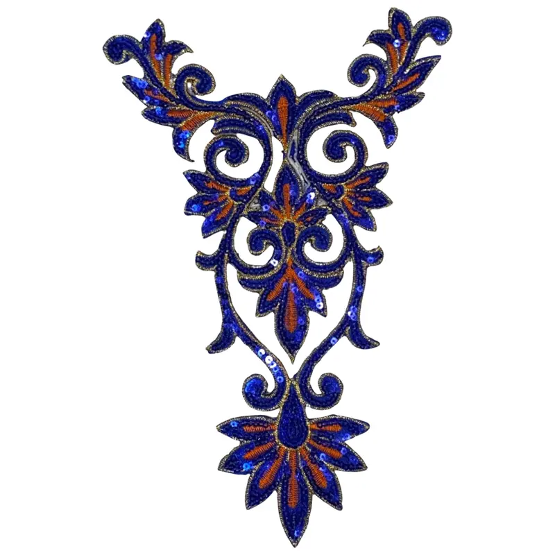Yackalasi Cosplay Sequin Appliqué Patch – Dark Blue Venetian Lace 1