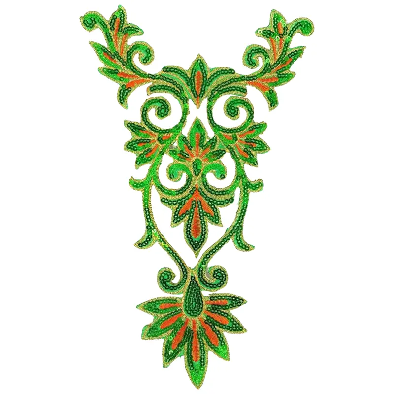 Yackalasi Cosplay Sequin Appliqué Patch – Green Venetian Lace 1