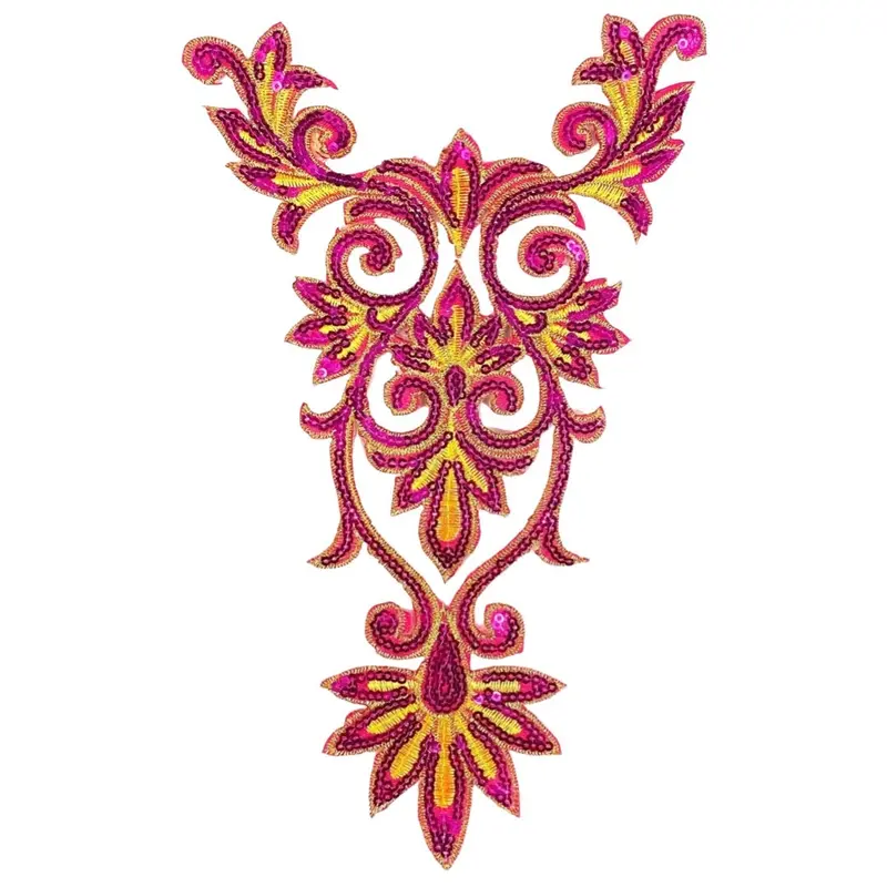 Yackalasi Cosplay Sequin Appliqué Patch – Pink Venetian Lace 1