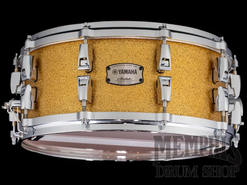 Yamaha Absolute Hybrid Maple Snare Drum – 14"X6" Gold Champagne Sparkle Finish 1
