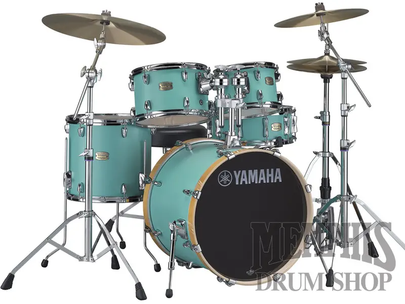 Yamaha Stage Custom Birch Drum Kit (20"/10"/12"/14"/14") – Matte Surf Green Finish With 680W Hardware 1
