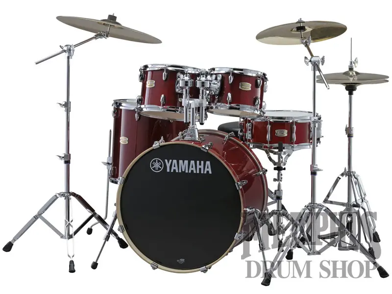 Yamaha Stage Custom Birch Drum Kit (22"/10"/12"/16"/14") – Cranberry Red Finish W/ 680W Hardware 1