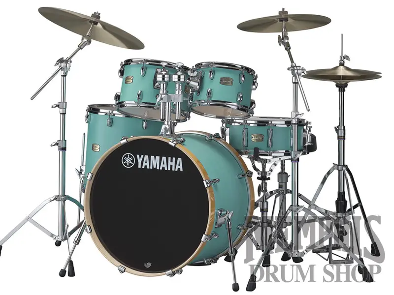 Yamaha Stage Custom Birch Drum Kit (22"/10"/12"/16"/14") – Matte Surf Green Finish With 680W Hardware 1