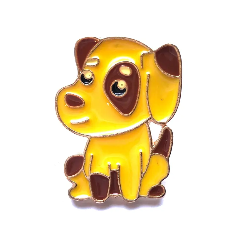 Yellow Dachshund Enamel Pin With Brown Spot Detail 1