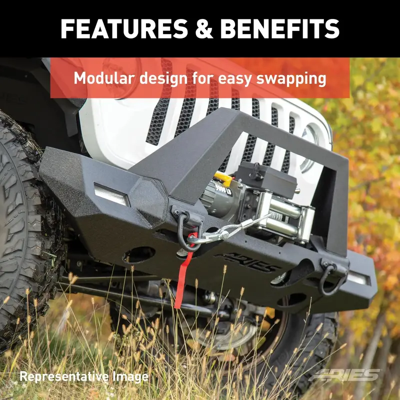 Aries 2082098 Trailchaser Aluminum Front Bumper For Jeep Wrangler Jl & Gladiator (Option 8) 1