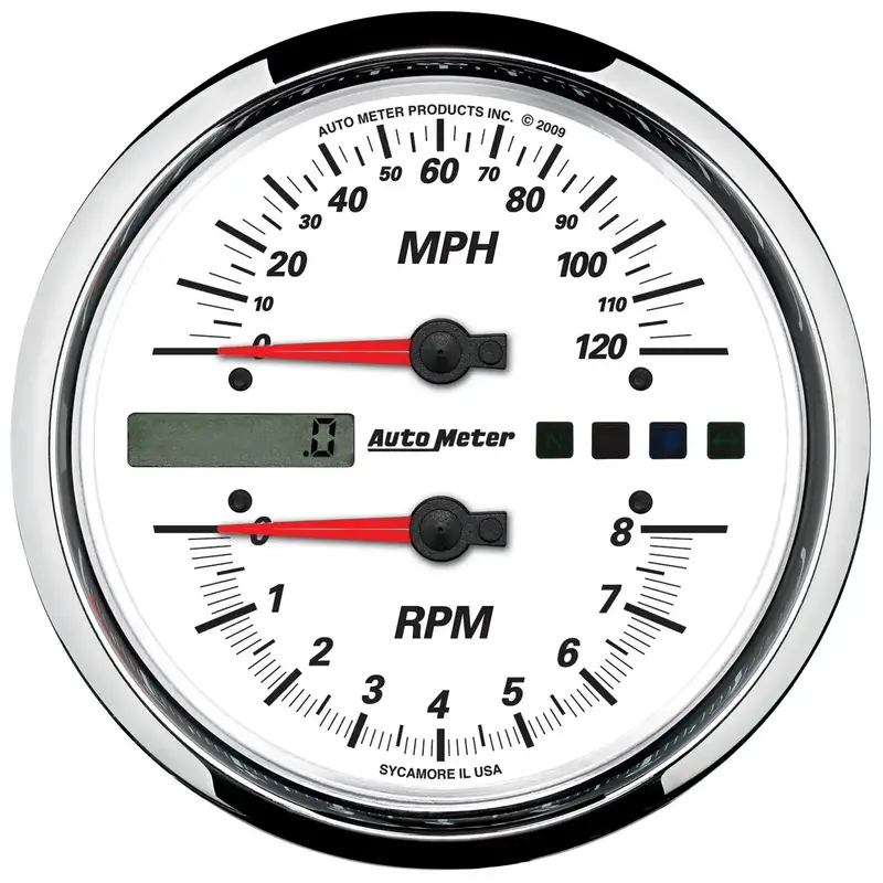 Autometer Pro-Cycle 4.5-Inch Tachometer & Speedometer Combo Gauge – 8K Rpm / 120 Mph, White Face 1