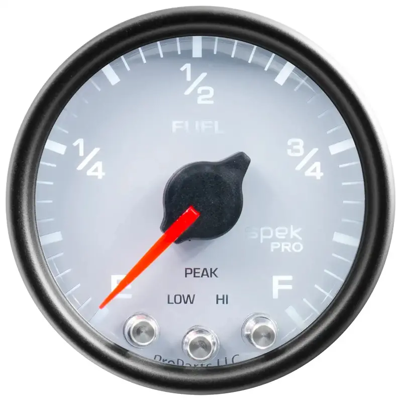 Autometer Spek-Pro Fuel Level Gauge – 2-1/16 Inch, Programmable 0–270° Range, White/Black Dial 1