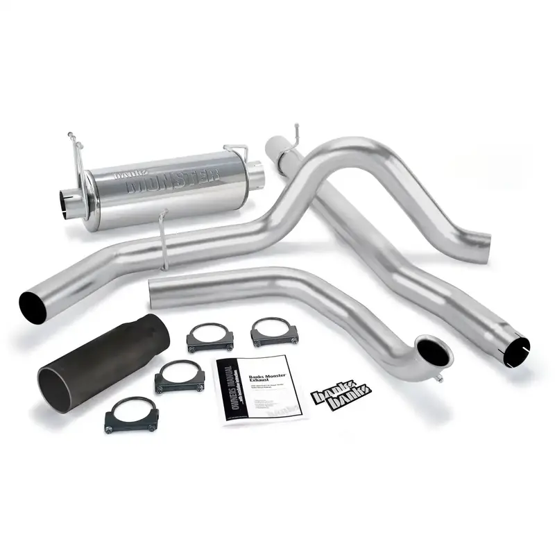 Banks Power Monster Exhaust System – 4-Inch Single Exit With Cerakote Black Tip (48656-B) 1