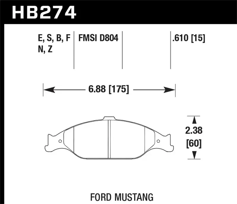 Hawk Hp Plus Hb274N.610 High-Performance Brake Pads – 0.610" Thickness 1