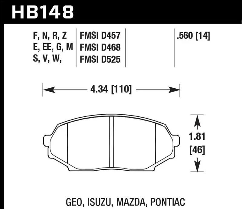 Hawk Performance Hb148E.560 Blue Ceramic Disc Brake Pads – 0.560" Thickness 1